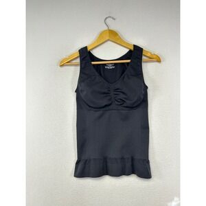 Shapewear Camishaper Women 1X Black Ruched Bust Ruffle Hem Seamless Tank Top